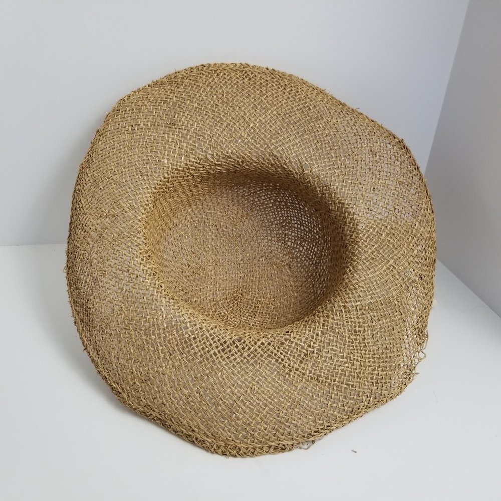 VINTAGE Women's Tan Straw Wide Brimmed Summer Hat - Picture 9 of 10
